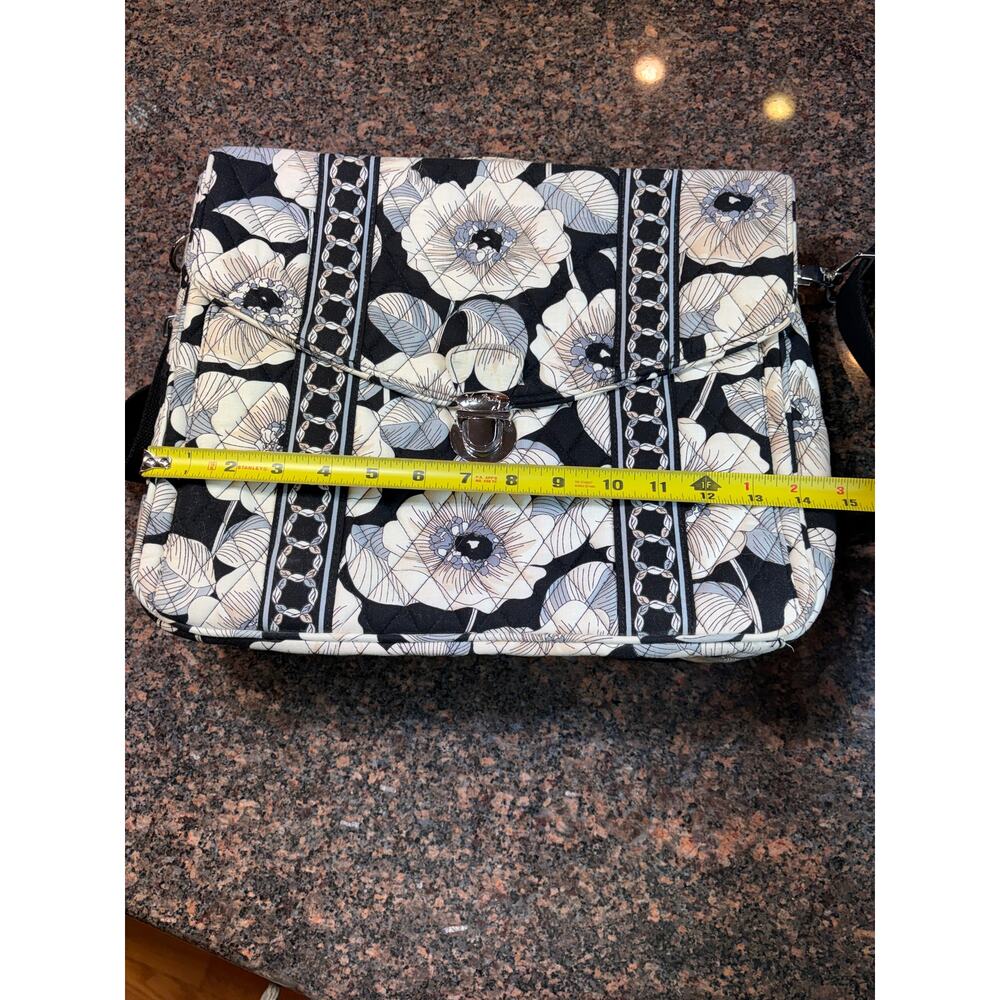 Vera Bradley Attache/Laptop Bag Black and White Camellia Pattern *Retired* - Picture 4 of 14
